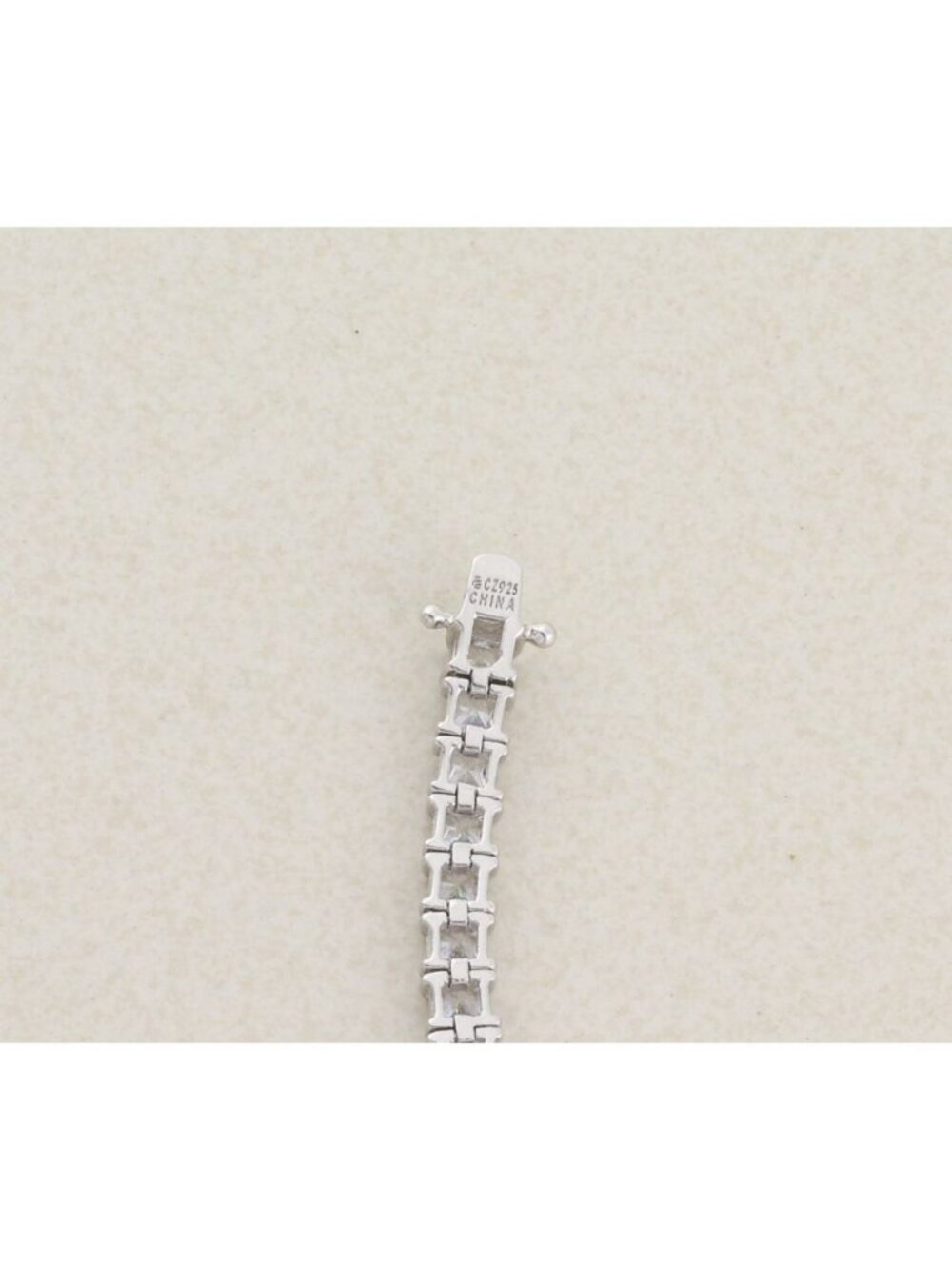 Sterling Silver Sparkly Brilliant Princess Cut Cubic Zirconia Tennis Bracelet - Picture 8 of 8